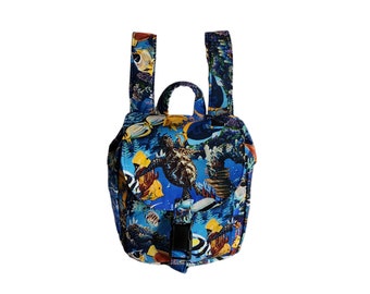 Small backpack Tropical ocean print cotton