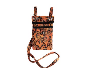 Small hip bag Monarch butterfly print cotton