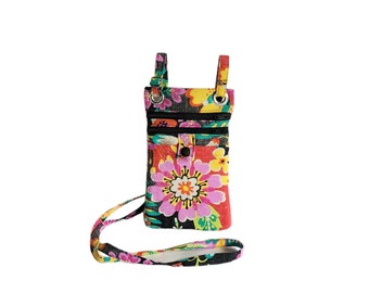 Small hip bag Vibrant floral print canvas