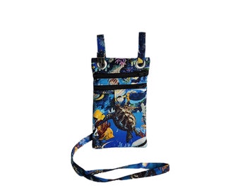 Small hip bag Tropical ocean print cotton