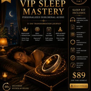 HypnoRing™ VIP Mastery: 51-dagars personligt subliminalt sömnprogram och ljud för vaneomvandling