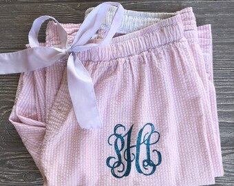 Monogram Seersucker Pajama Pants