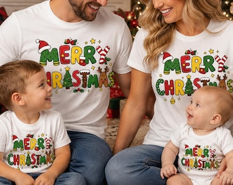 Family Christmas Shirts, Matching Holiday Tees, Merry Christmas Pajama Top, Cute Family Outfit, 2026 Christmas Crew, Kids Holiday Apparel