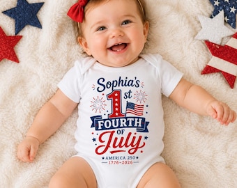 Custom 1st 4th Of July Bodysuit, Baby First Fourth, Personalized July 4th Shirt, Patriotic Baby Bodysuit, Independence Day, First Holiday
