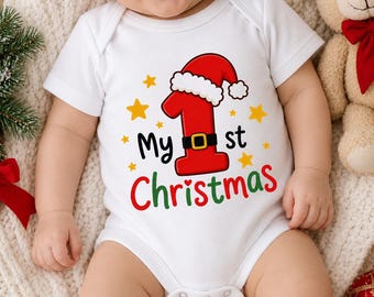 Baby First Christmas Onesie, My 1st Christmas Shirt, Newborn Holiday Outfit, Santa Baby Suit, Infant Holiday Apparel, Cute Christmas Gift