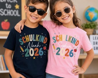 Custom Schulkind 2026 Shirt, Personalisiertes Einschulung T-Shirt, German First Day Of School Outfit, Custom Name 1 Schultag Apparel