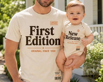 Matching Father Son Shirts, First Edition Dad Tee, New Release Onesie, First Fathers Day Gift, Dad and Baby Outfit, Daddy and Me Set