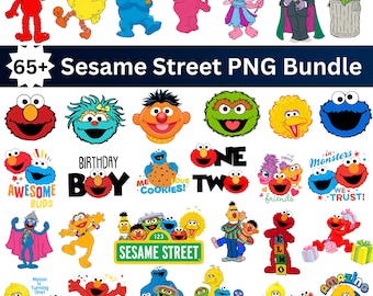 Pacote de imagens PNG de Monstros de Rua, Elmo e Amigos, Come-Come, Clipart do Garibaldo, Rostos de Personagens Monstros, Presente de Aniversário Infantil, Download Digital
