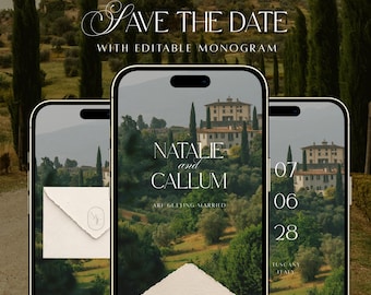 Italian / Tuscan Digital Save the Date Video Invitation | Editable Canva template