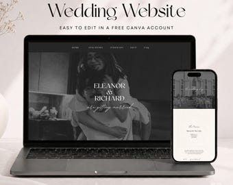 Wedding Website Invite with RSVP form & countdown timer | Editable in Canva