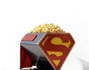 Seau à pop-corn super héros imprimé en 3D | Bol à collation style bande dessinée, décoration de soirée cinéma