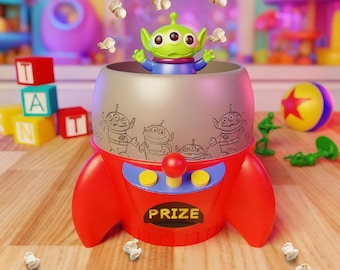 Seau à pop-corn extraterrestre Toy Story | Porte-collation Pizza Planet Rocket (imprimé en 3D)