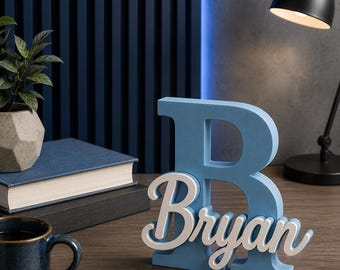 Plaque nominative 3D personnalisée avec initiale | Déco personnalisée pour chambre d'enfant