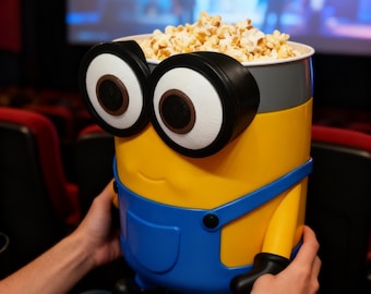 3D Printed Minion Popcorn Bucket – Movie Night Snack Holder, Home Theater Decor