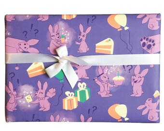 Magical Birthday Gift Wrap || birthday wrapping paper, cute wrapping paper, funny gift wrap sheet, birthday paper, bunny paper