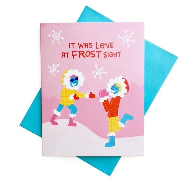 Love at Frost Sight Card || funny love card, valentines card, cute love card, love at first sight, eskimo kisses, winter card, queer love