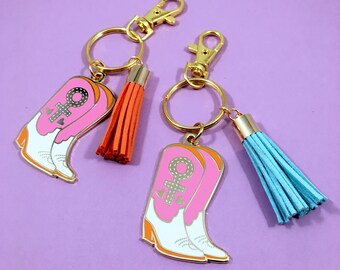 Stomp the Patriarchy Keychain | tassel keychain, enamel keychain, cute keychain, feminism, gift for her, feminist keychain, future is female