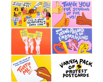 EVERYDAY PROTEST POSTCARDS || postcard set, activism, blm, 2020 election, political card, black lives matter, equality || set of 5