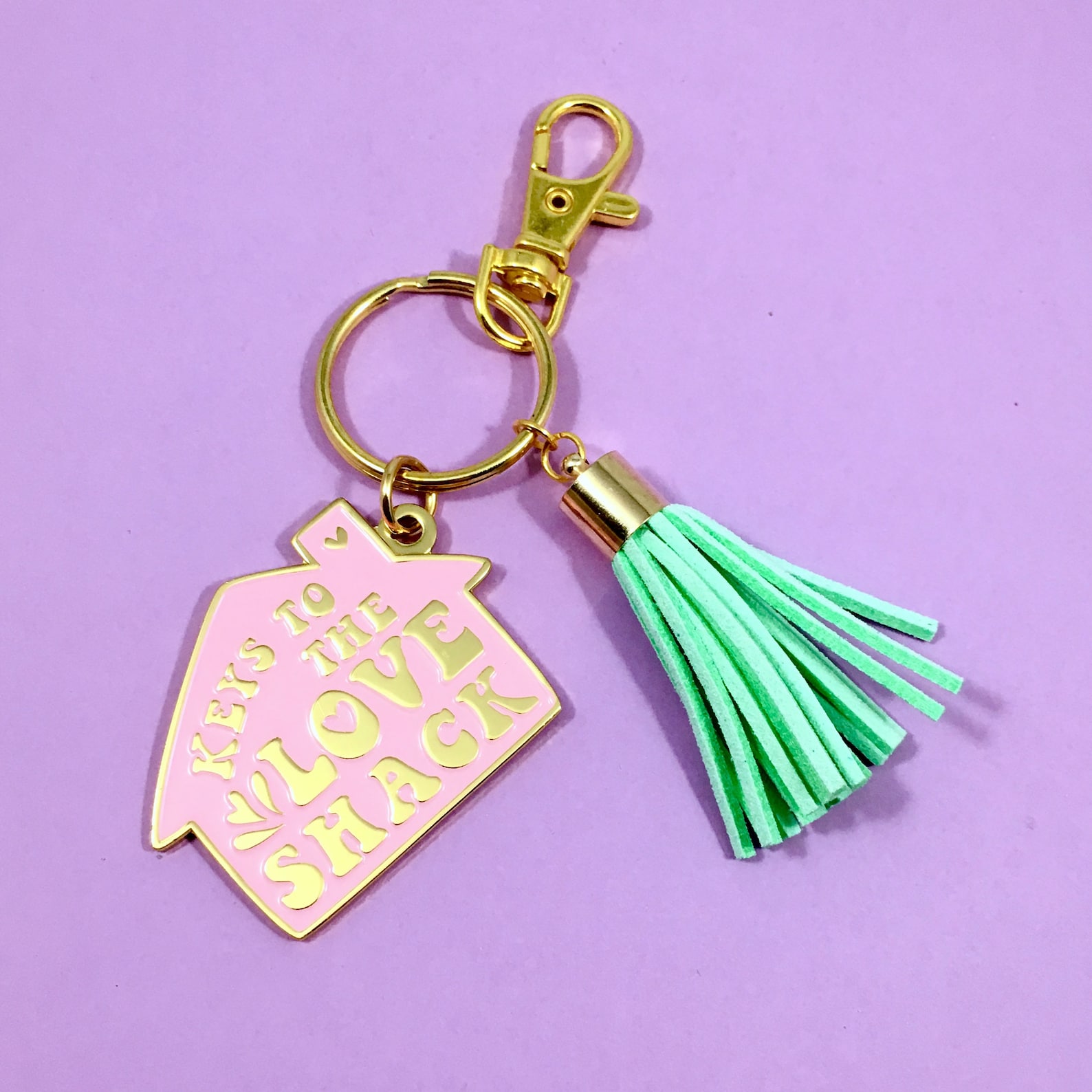 Love Shack pink Keychain tassel keychain enamel keychain Etsy