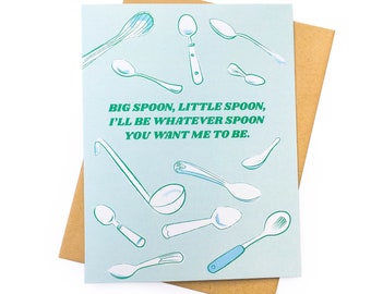 Whatever Spoon You Want Valentines Day Card || valentines card, cute love Card, little spoon, big spoon, cuddle card