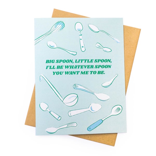 Whatever Spoon You Want Valentines Day Card || valentines card, cute love Card, little spoon, big spoon, cuddle card