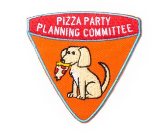 pizza party patch || dog patch / pizza patch / iron on patch / cute patch / embroidered patch / patches for jackets / sew on patch