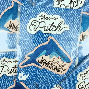 totally jawesome patch shark patch / ocean patch / iron on patch / cute patch / embroidered patch / patches for jackets / sew on patch image 3