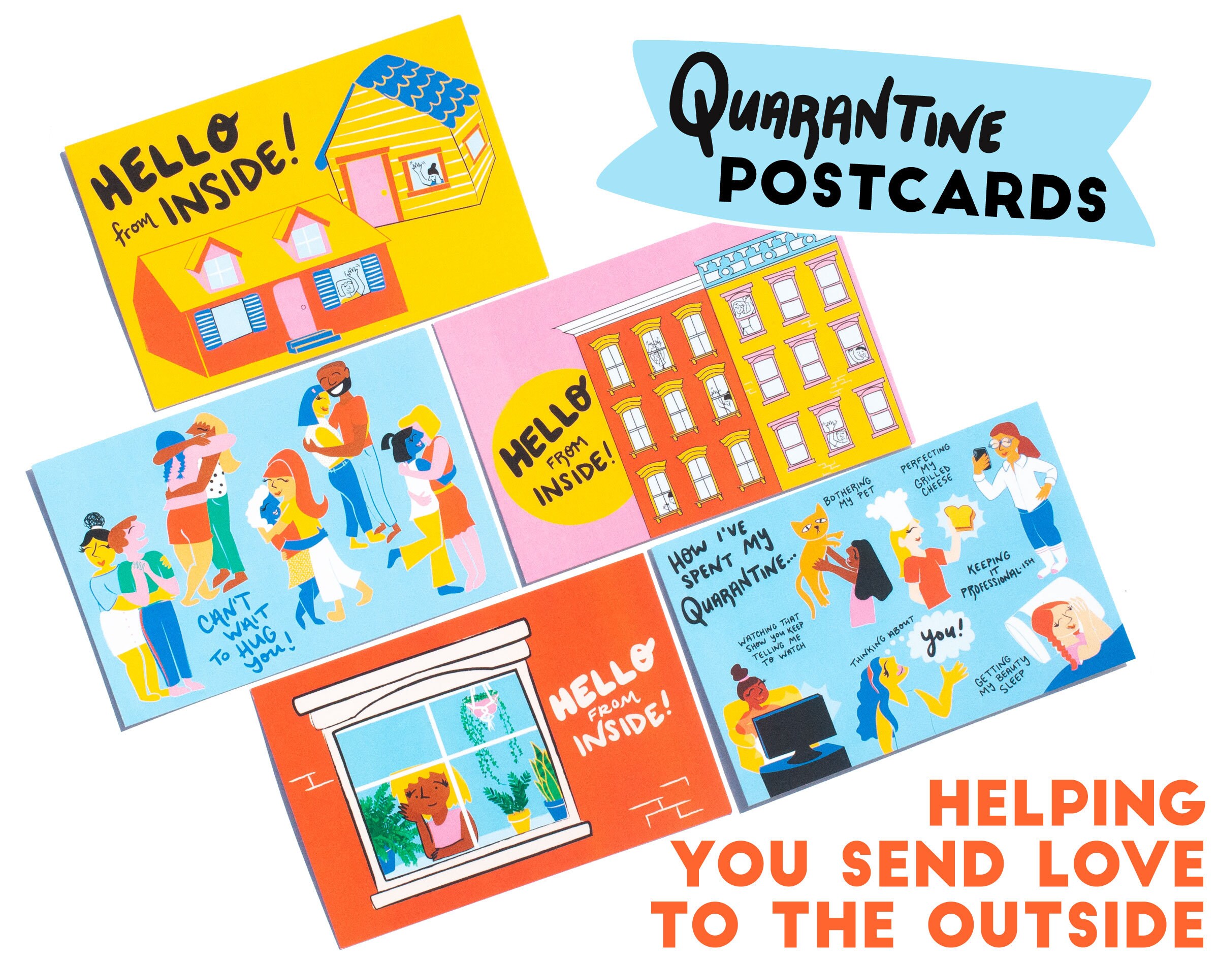QUARANTINE POSTCARDS || postcard set, quarantine cards, wfh, social d…