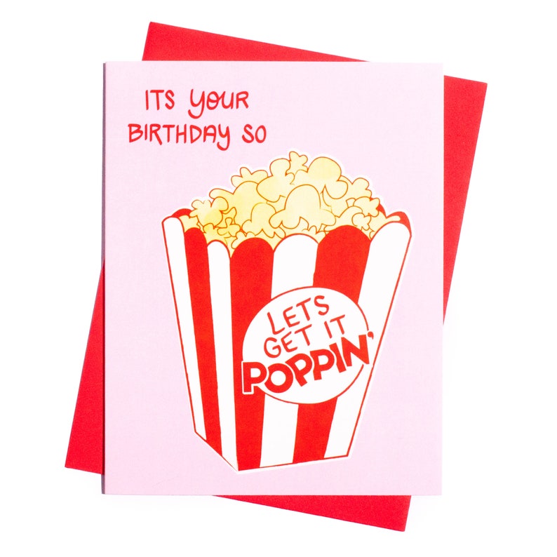 Let's Get It Poppin Birthday Card Happy Birthday Etsy