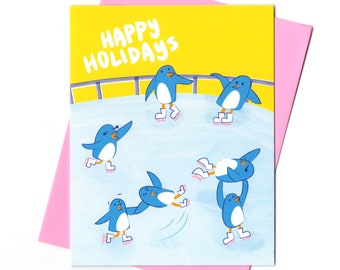 Penguin Holiday Card || holiday card, christmas card, cute holiday card, holiday card, penguin card, cute christmas card