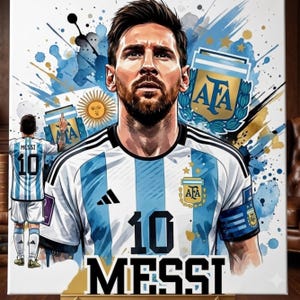 Messi PNG Football T-Shirt Design, Argentina Soccer World Cup Clip Art, Lionel Messi Sublimation File, GOAT Png, World cup shirt design PNG