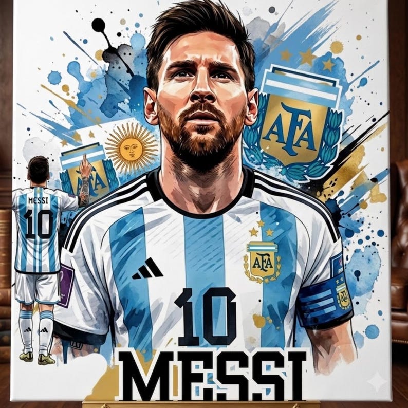 Messi PNG Football T-Shirt Design, Argentina Soccer World Cup Clip Art, Lionel Messi Sublimation File, GOAT Png, World cup shirt design PNG