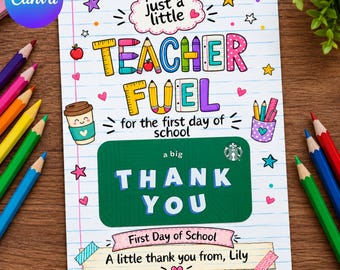 Coffee Gift Card Holder | Back to School Teacher Gift | First Day of School Printable | Editable Canva Template | Instant Download