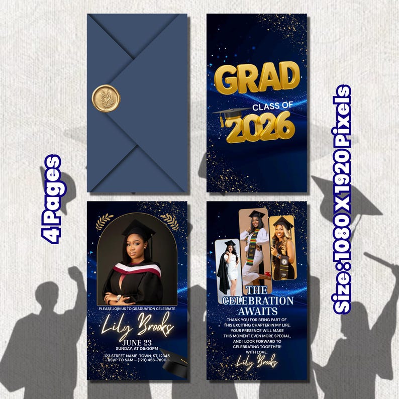 2026 Graduation Video Invitation, Animated Grad Announcement, Neon ...