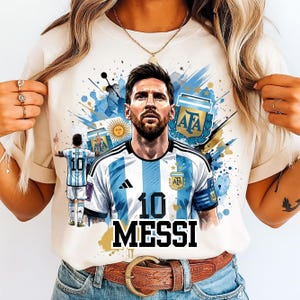 Messi PNG Football T-Shirt Design, Argentina Soccer World Cup Clip Art, Lionel Messi Sublimation File, GOAT Png, World cup shirt design PNG