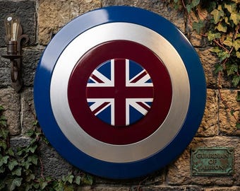 Britischer Held Schild Wanddekor, Union Jack Rundes Schild, Fantasy Metall Schild, Cosplay Prop Schild, mittelalterliche Wandkunst, Sammler Display