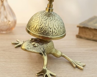 Brass Frog Reception Bell, Vintage Frog Desk Bell, Handmade Brass Service Bell, Animal Desk Decor, Hotel Concierge Bell, Unique Office Gift