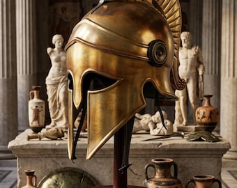 Antiker griechischer korinthischer Helm, Spartanischer Krieger Helm, Bronze Mittelalterliche Rüstung, Handgefertigter griechischer Helm, LARP Cosplay Rüstung, Historisches