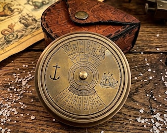 Vintage Nautische Messing Kalender Kompass, Maritime Schreibtisch Dekoration, Antikes Navigations Instrument, Piraten Stil Sammler Geschenk
