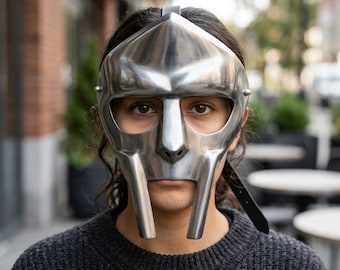 Mittelalterliche Ritter Helm Maske, Wikinger Stahlhelm, handgefertigte Krieger Gesichtsmaske, LARP Rüstung Helm, Wikinger Cosplay Maske, Mittelalter-Kostüm
