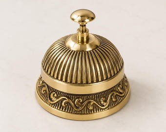 Vintage Brass Reception Bell, Decorative Hotel Desk Bell, Antique Service Counter Bell, Concierge Bell, Front Desk Accessory, Handmade Brass