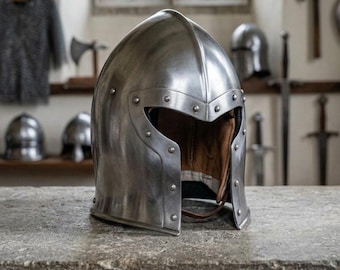 Mittelalterlicher Normannenhelm, Wikinger Stahlhelm, Ritter Rüstung Helm, LARP Kostüm Helm, Mittelalterlicher Krieger Helm, Cosplay Rüstung Geschenk
