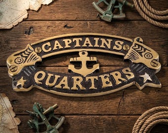 Kapitän Quarters Nautisches Schild | Piratenschiff Dekor Plakette | Vintage Maritime Wandbehang | Anker Kabine Zeichen | Küsten Wohnkultur