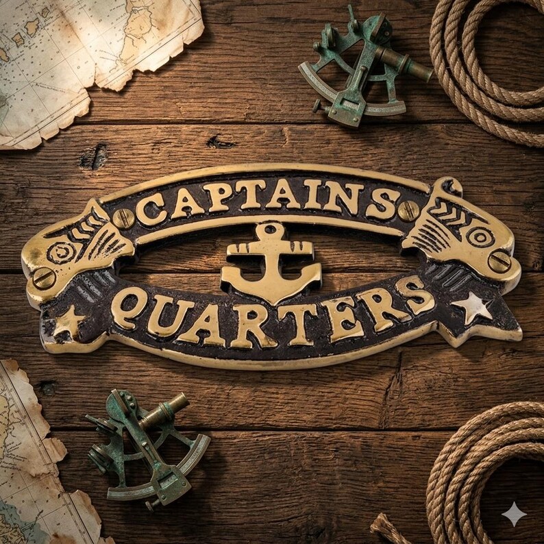 Quarter Sign Lettering Captain Quarters Nautical Sign | Pirate Ship Decor Plaque | Vintage ...