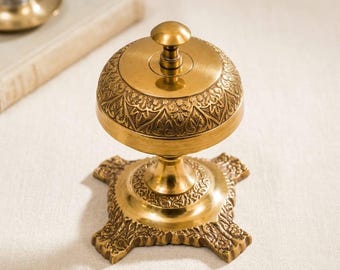 Vintage Brass Reception Bell, Antique Service Desk Bell, Handmade Hotel Concierge Bell, Victorian Counter Bell, Office Reception Decor