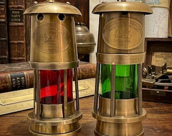Vintage Nautische Signallaternen, Messing Schiffslaterne Dekor, Maritime Positionslichter, Antike Marine Küstenwandkunst