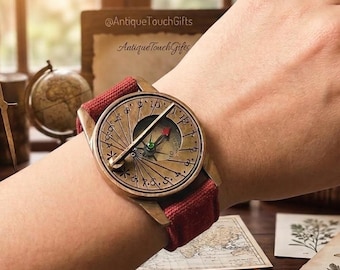Vintage Kompass Uhr, Steampunk Leder Uhr, Uhr im Antik-Stil, Fantasy Entdecker Uhr, Handgemachte Gothic Armbanduhr