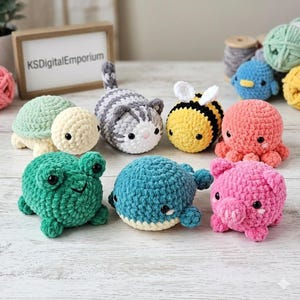 7 Mini No-Sew Animal Amigurumi Crochet Patterns PDF Bundle | Fast Market Prep Plushies