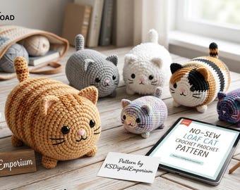 Wzór na szydełko kota w kształcie bochenka (PDF) | Wzór na szydełko kota amigurumi (PDF) | Samouczek na pluszowego kota w kształcie grubego kotka | Przygotowanie do targu amigurumi dla początkujących | Kot Pluszowy