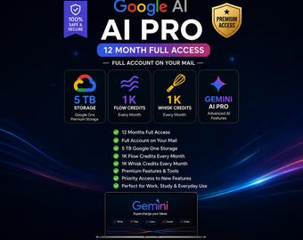Accesso a Google Gemini Advanced AI Pro per 1 anno / Accesso Premium per 12 mesi / Consegna immediata